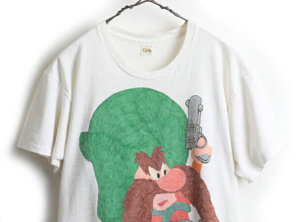 70's Fruit of the Loom ヨセミテ・サム ハンドプリント 半袖 Tシャツ (XL)