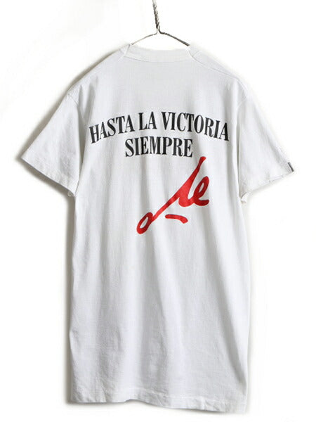 80s ビンテージ ★ チェ ゲバラ 両面 大判 プリント 半袖 Tシャツ ( メンズ XL ) 古着 チェゲバラ シングルステッチ アート フォト 偉人 白