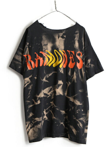 90s カットオフ ★ RAMONES 両面 プリント 半袖 Tシャツ ( メンズ XL 程) 古着 90年代 ラモーンズ バンド ロック パンク タイダイ オールド