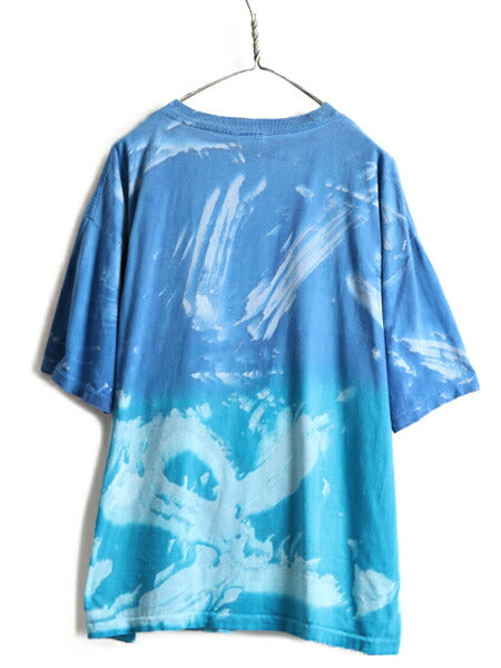 90s ★ SPACE JAM タイダイ タズマニアンデビル プリント 半袖 Tシャツ ( メンズ XL ) 古着 ルーニー テューンズ 映画 ムービー キャラ 青