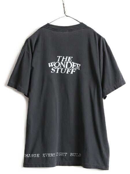 90s オールド ★ ワンダースタッフ 両面 プリント 半袖 Tシャツ ( メンズ L 程) 古着 THE WONDER STUFF 90年代 バンドT バンT ロックT 黒