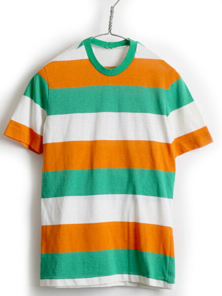 70's 80's Unknown ワイド ボーダー 半袖 Tシャツ (XS程)