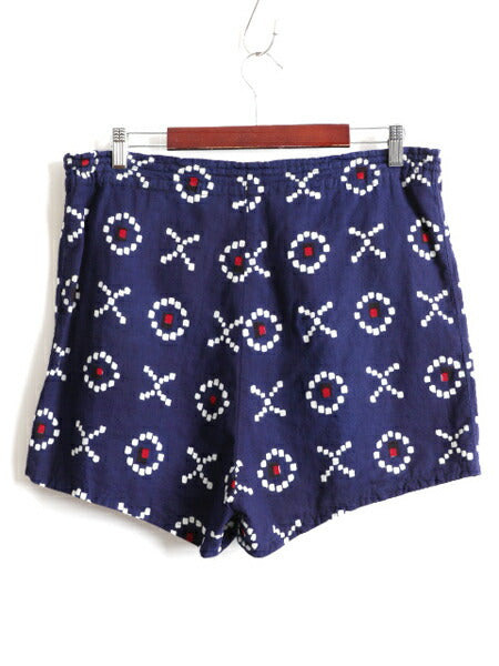 40s 50s 日本製 セットアップ ★ スーベニア ループ留め オープンカラー 半袖 シャツ メンズ M / 和柄 総柄 開襟 コットン ショーツ パンツ