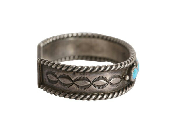 70s ~ 90s ★ ナバホ アーティスト 作 ローワーク ターコイズ シルバー バングル / 小物 ヴィンテージ ブレスレット STERLING 銀 ストーン