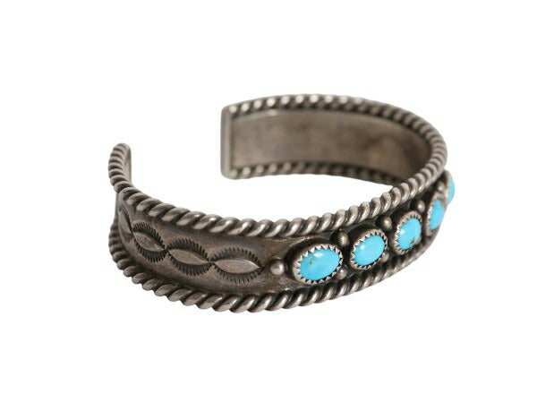 70s ~ 90s ★ ナバホ アーティスト 作 ローワーク ターコイズ シルバー バングル / 小物 ヴィンテージ ブレスレット STERLING 銀 ストーン