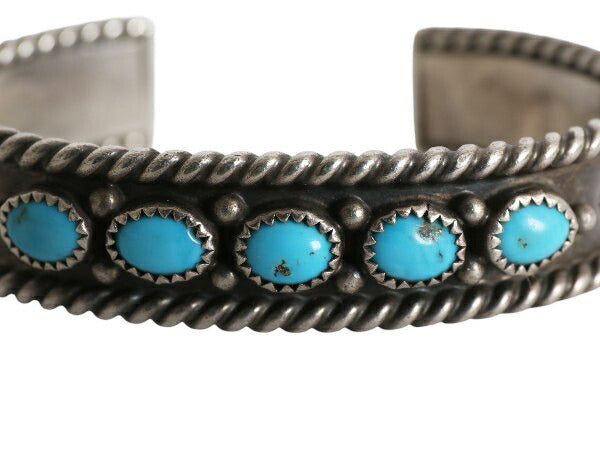 70s ~ 90s ★ ナバホ アーティスト 作 ローワーク ターコイズ シルバー バングル / 小物 ヴィンテージ ブレスレット STERLING 銀 ストーン