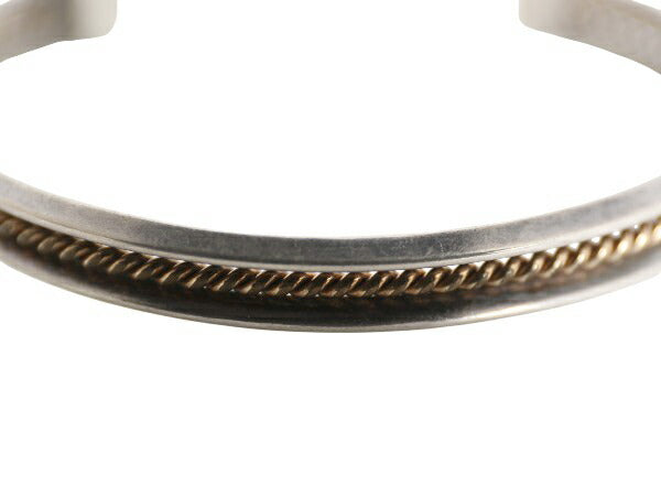 80s ~ ★ ナバホ TAHE シルバー x ゴールド ワイヤー バングル 小物 インディアン ジュエリー トライアングル ツイスト ブレスレット 銀 金