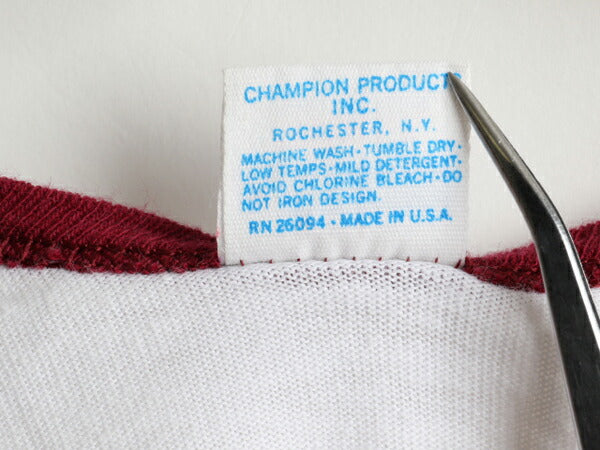 70's Champion チャンピオン チョコチン 染み込み プリント Tシャツ (S)
