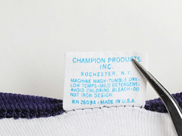 70's Champion チャンピオン チョコチン 染み込み プリント Tシャツ (S)