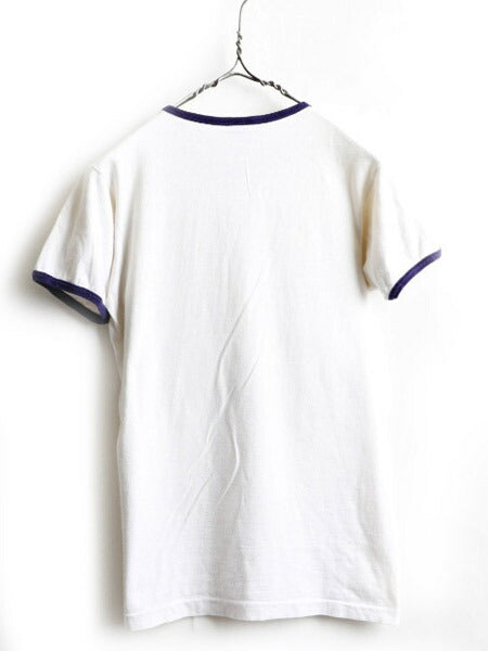 70's Champion チャンピオン チョコチン 染み込み プリント Tシャツ (S)