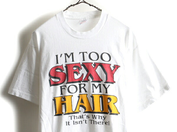 90s ジョーク メッセージ プリント 半袖 Tシャツ (L)