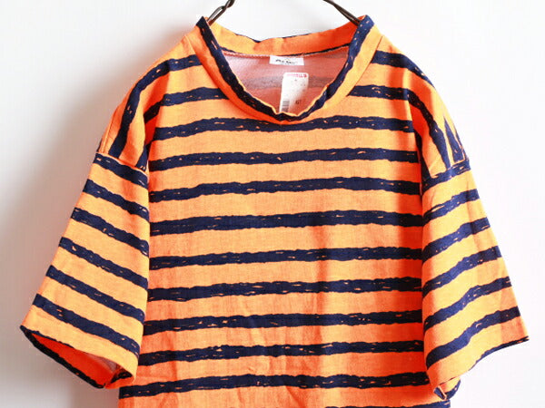80s 90s デッドストック USA製 ★ Artex アルテックス ボーダー 柄 モックネック 半袖 Tシャツ ( メンズ 男性 M) 90年代 80年代 アメリカ製