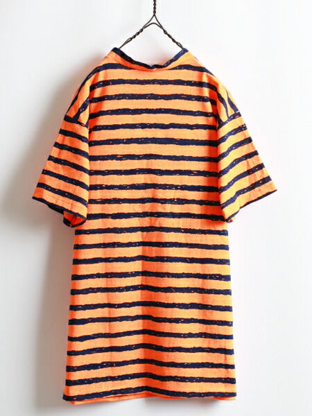 80s 90s デッドストック USA製 ★ Artex アルテックス ボーダー 柄 モックネック 半袖 Tシャツ ( メンズ 男性 M) 90年代 80年代 アメリカ製
