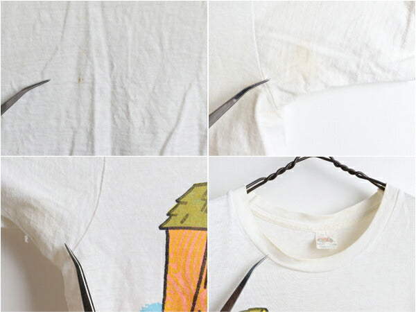 70's Fruit of the Loom 染み込み プリント 半袖 Tシャツ (S)