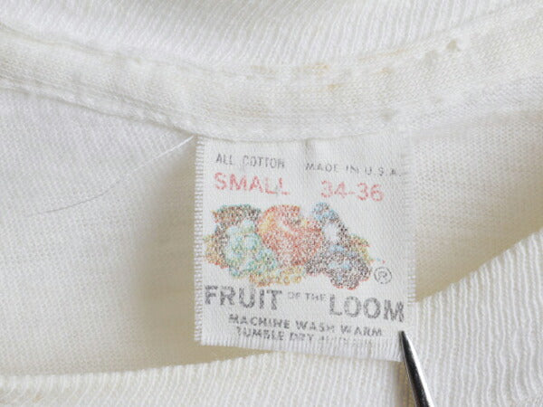 70's Fruit of the Loom 染み込み プリント 半袖 Tシャツ (S)
