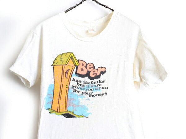 70's Fruit of the Loom 染み込み プリント 半袖 Tシャツ (S)