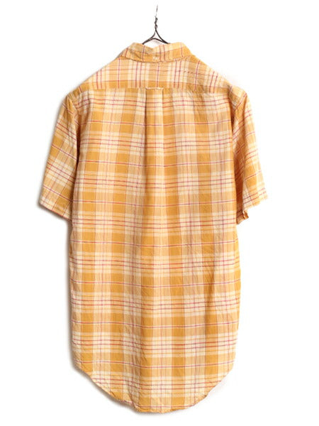 60s ★ BEEKMAN IVY LTD チェック 3点留め ボタンダウン シャツ メンズ S / 60年代 ヴィンテージ コットン 半袖シャツ ポケット付き スリム