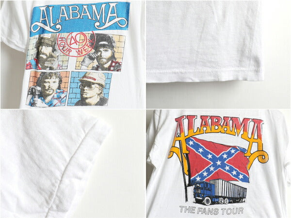パキ綿 80's ALABAMA アラバマ 40 Hour Week The Fans Tour ツアー 両面 プリント 半袖 Tシャツ (M程)