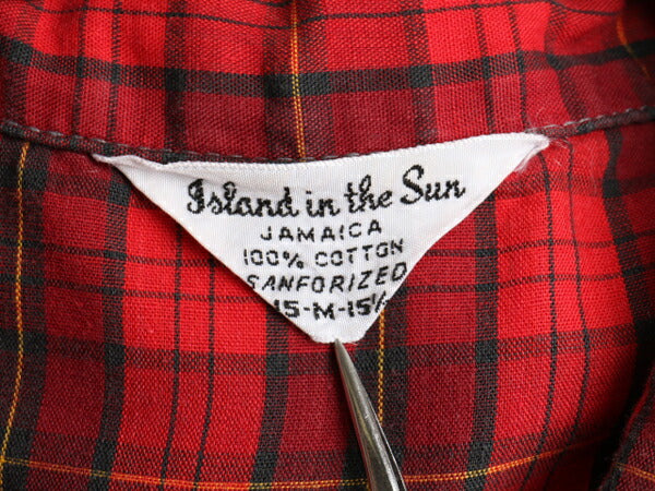 60's Island in the Sun チェック コットン 半袖 シャツ (M)