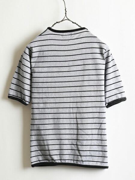 70s ★ EAGLE イーグル ボーダー 柄 半袖 コットン Tシャツ ( メンズ 男性 M ) 70年代 ビンテージ 古着 USED 黒 灰 ボーダーT 綿100
