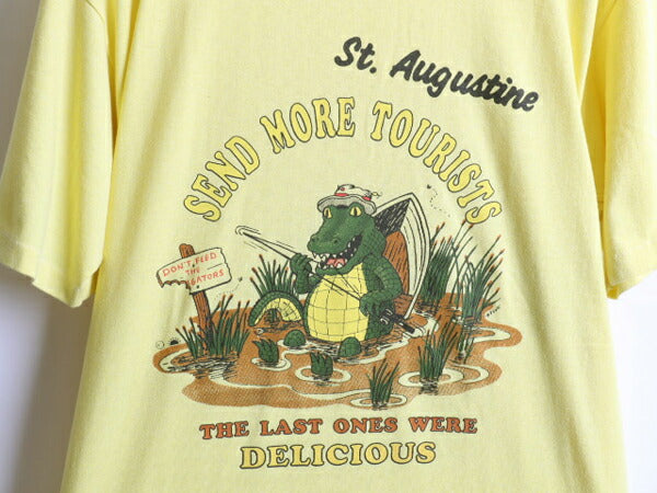 80's キャラクター メッセージ ジョーク プリント 半袖 Tシャツ (L)