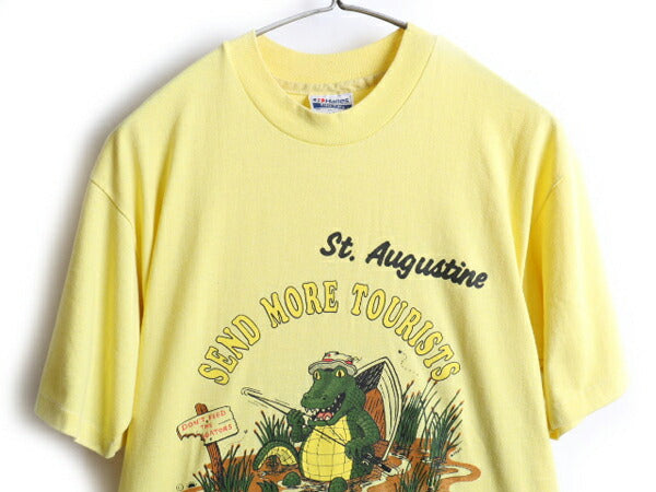80's キャラクター メッセージ ジョーク プリント 半袖 Tシャツ (L)