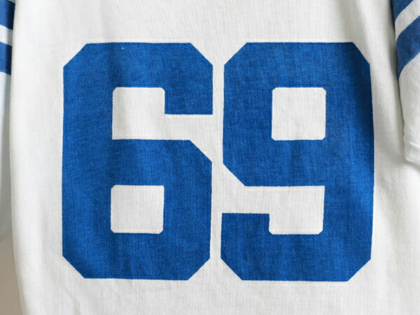 60s ★ ナンバリング 両面 染み込み プリント 半袖 コットン フットボール Tシャツ ( メンズ 男性 S~M程 ) 60年代 ビンテージ 古着 USED