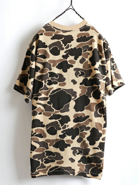 80s USA製 ★ CINDERELLA KNTG MILLS INC ニッティングミルズ ダックハンター カモ 柄 半袖 ポケット Tシャツ ( メンズ 男性 M ) 80年代