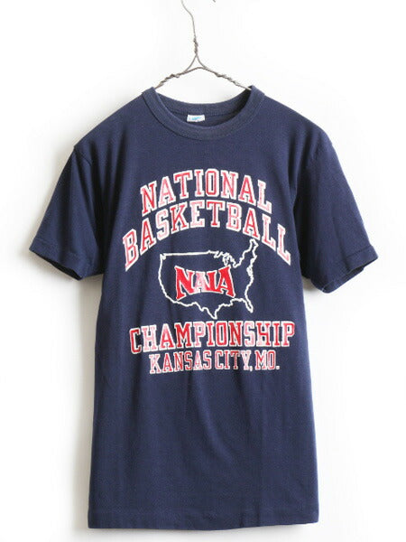 70's USA製 Champion チャンピオン バスケ チャンピオンシップ 5段 プリント 半袖 Tシャツ (L)