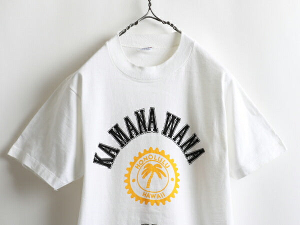 80s ★ Crazy Shirts クレイジーシャツ Kamanawana 3段 染み込み カレッジ プリント 半袖 Tシャツ ( メンズ 男性 M ) 80年代 ビンテージ