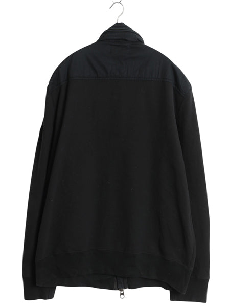00s ポロ ラルフローレン スウェット コットン 切替 ジャケット メンズ XL オールド 収納フード ブルゾン 裏起毛 大きいサイズ 黒 ワッペン