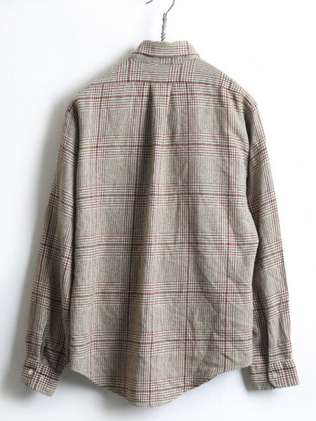 60's チェック ウール 長袖 ボタンダウン シャツ (M 程)