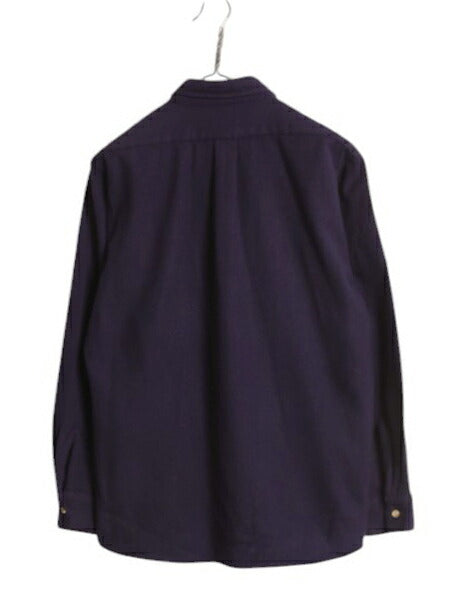 60s USA製 ★ ARROW ウール ボタンダウン シャツ メンズ M / 古着 ヴィンテージ ポケット付き 6ボタン BD スリム テーパード 無地 ネイビー