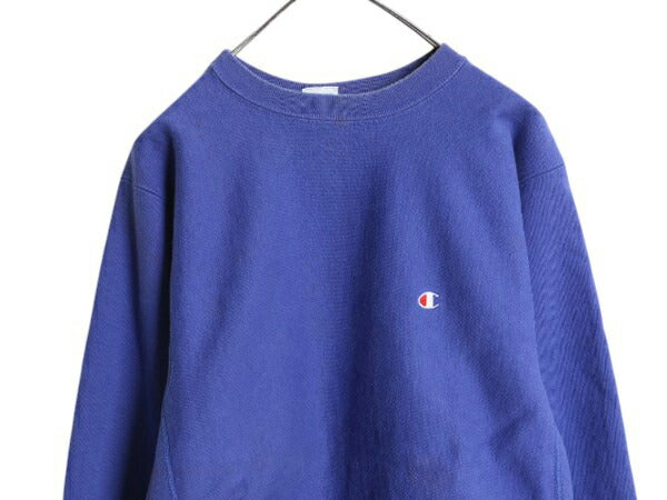 90s USA製 ★ チャンピオン リバースウィーブ スウェット メンズ L 古着 オールド トレーナー 裏起毛 ワンポイント ヘビーウェイト 目付き