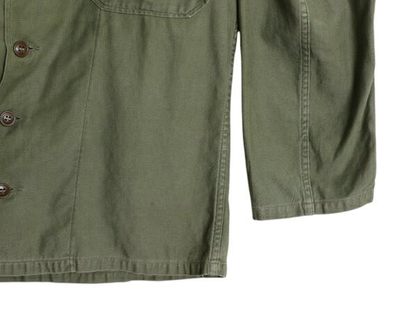 50s ★ 米軍実物 US ARMY コットン サテン ユーティリティ シャツ メンズ M 程 古着 ヴィンテージ ミリタリー 軍物 筒袖 1st 初期 OG107 緑