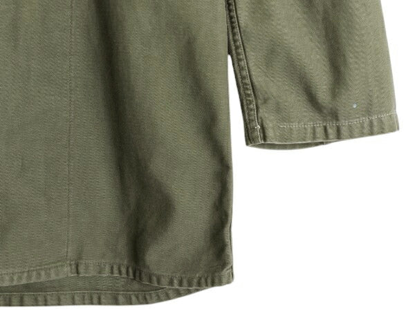 60s ★ 米軍実物 US ARMY コットン サテン ユーティリティ シャツ SMALL ヴィンテージ ミリタリー 軍物 1st 後期 筒袖 OG107 長袖シャツ 緑