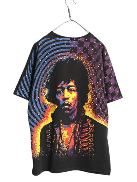 90s USA製 ★ ジミ ヘンドリックス オールオーバー プリント Tシャツ メンズ XL / バンド ロック オフィシャル シングルステッチ イラスト