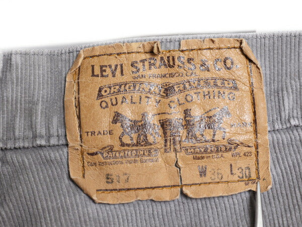 90s USA製 ★ リーバイス 517 コーデュロイ フレア パンツ メンズ 実寸 36 28 程/ オールド Levis ブーツカット スリム 細畝 アメリカ製 灰
