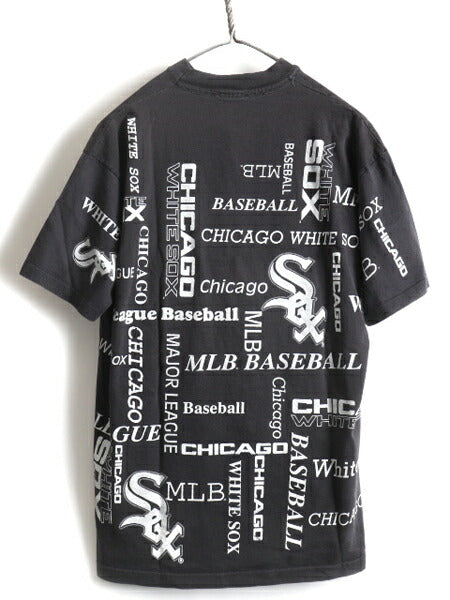 80s Champion MLB CHICAGO WHITESOX ホワイトソックス 総柄 プリント 半袖 Tシャツ (XL)