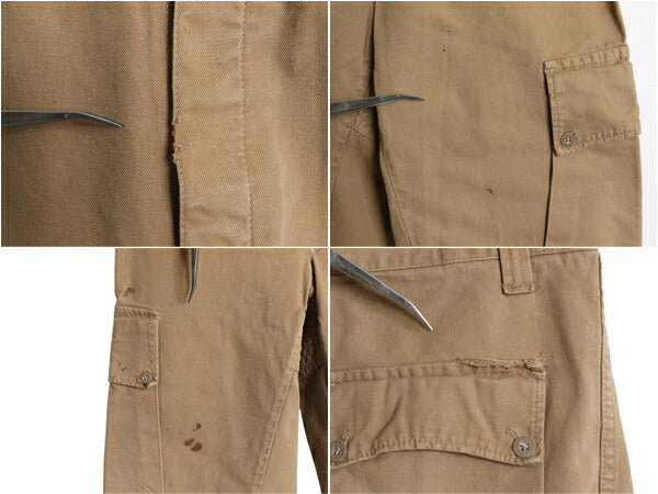 70s ★ スペイン軍 実物 コンバット カーゴ パンツ メンズ 31 程/ 古着 ユーロ ヴィンテージ ミリタリー コットン ツイル ボタンフライ