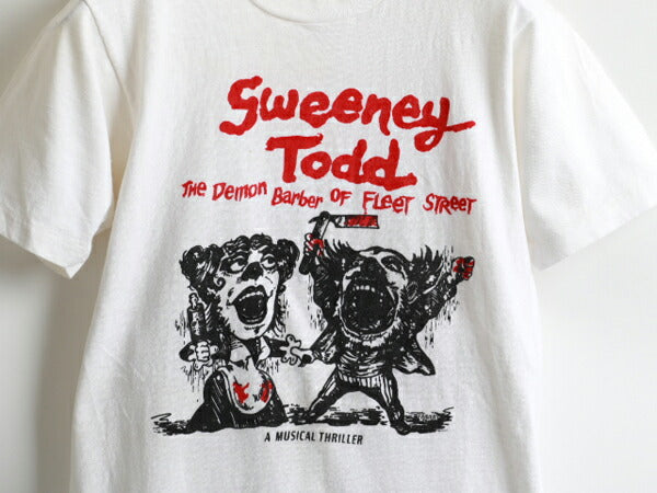70s 希少サイズS ★ Sweeney Todd スウィーニートッド 染み込み プリント 半袖 Tシャツ ( メンズ 男性 ) 70年代 ミュージカル 映画 キャラT