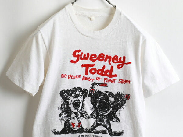 70s 希少サイズS ★ Sweeney Todd スウィーニートッド 染み込み プリント 半袖 Tシャツ ( メンズ 男性 ) 70年代 ミュージカル 映画 キャラT