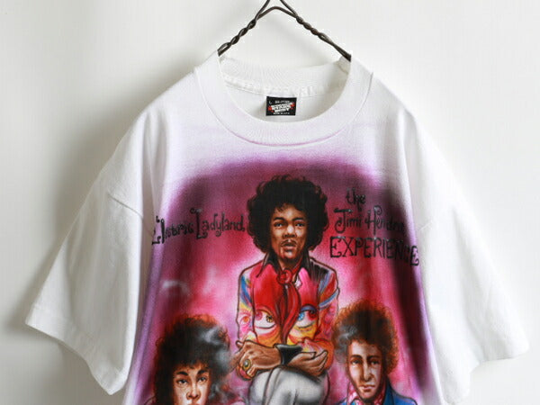90s USA製 ★ The Jimi Hendrix Experienceジミヘンドリックス エアブラシ プリント 半袖 Tシャツ(メンズ 男性 L) 90年代 オリジナル バンドT