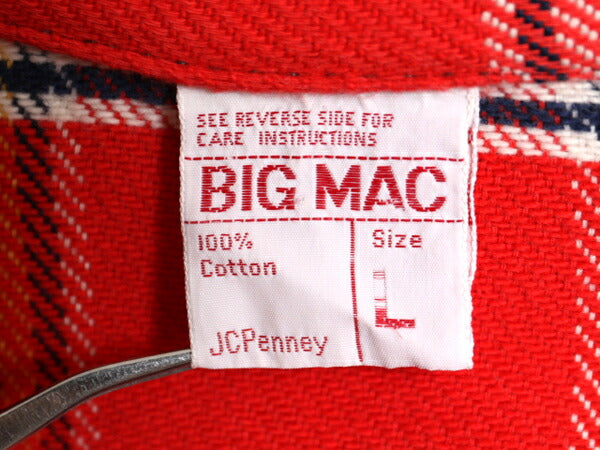 70s ★ ビッグマック チェック ヘビー フランネル シャツ メンズ L ヴィンテージ JCペニー 長袖シャツ ネルシャツ コットン ヘビーウェイト