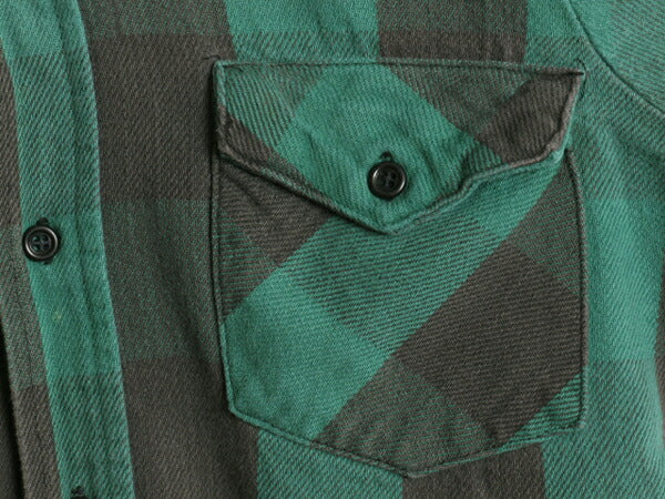 70s USA製 ★ FROSTPROOF ブロック チェック ヘビー フランネル シャツ メンズ S / ヴィンテージ 長袖シャツ ネルシャツ コットン グリーン