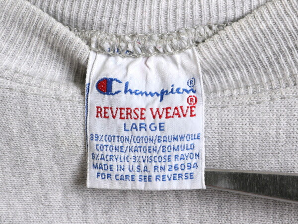 90s USA製 ★ チャンピオン リバースウィーブ スウェット メンズ L 古着 90年代 オールド Champion トレーナー 裏起毛 ワンポイント グレー