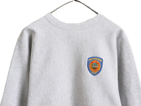 90s USA製 ★ チャンピオン リバースウィーブ スウェット メンズ L 古着 90年代 オールド Champion トレーナー 裏起毛 ワンポイント グレー