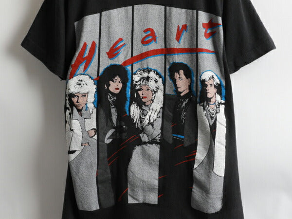 80s USA製 ★ Heart ハート ワールド ツアー プリント 半袖 Tシャツ ( メンズ 男性 L ) 80年代 オリジナル アメリカ製 バンドT ツアーT