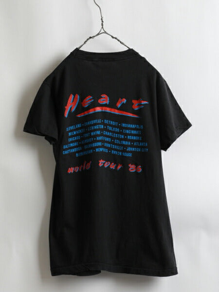 80s USA製 ★ Heart ハート ワールド ツアー プリント 半袖 Tシャツ ( メンズ 男性 L ) 80年代 オリジナル アメリカ製 バンドT ツアーT