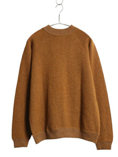 60s 70s ★ タルテックス モックネック ボーダー スウェット メンズ L / 古着 ヴィンテージ トレーナー スエット 裏起毛 シンプル 無地 茶